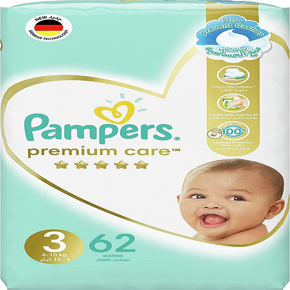 نکته خرید - قیمت روز پوشک بچه پمپرز مدل Premium care سایز 3 بسته 62 عددی خرید