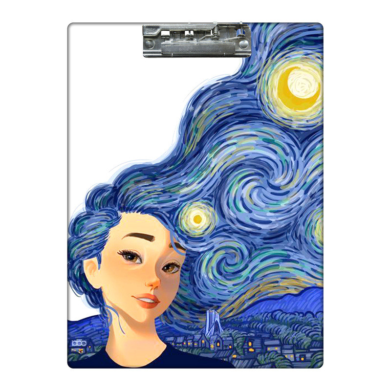 تخته شاسی طرح دختر با موهای شب ستاره باران کد  9016959 سایز A4