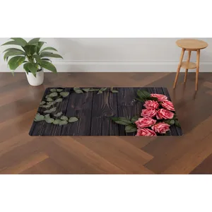 پادری مدل سه لایه رویه مخمل طرح گل رز کد S505 سایز 75x45 سانتی متر