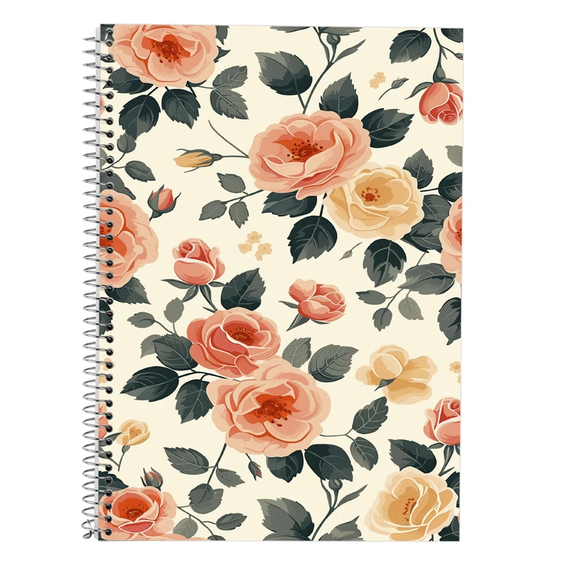 دفتر زبان 50 برگ مدوپد مدل سه خط طرح گل کد DF13348