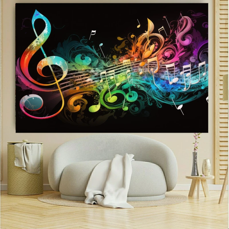  پوستر طرح مخمل نت موسیقی رنگی کد FP104941