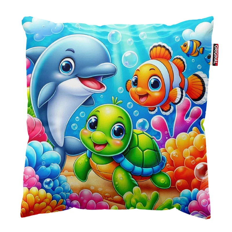 کوسن پاد آفرین مدل کارتونی طرح دریا کد PK403711 سایز 40*40 سانتی متر