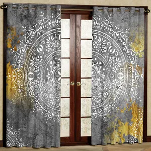  پرده بارمان دکور طرح پتینه مدل هازان پانچی کد 86-4585 W سایز 140x280 سانتی متر