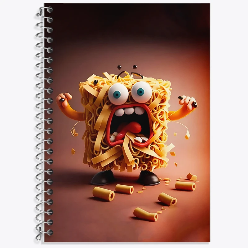 دفتر زبان 50 برگ خندالو مدل سه خط طرح نودلز (Noodles) کد F5925