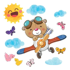 استیکر دیواری کودک مدل cute pilot7 hk