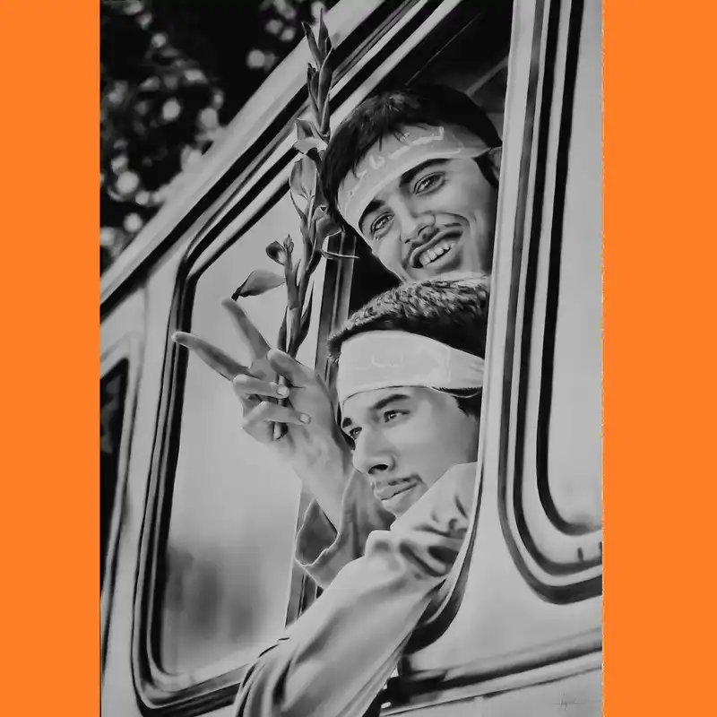 نقاشی سیاه قلم طرح دیدارآخر کد 140103