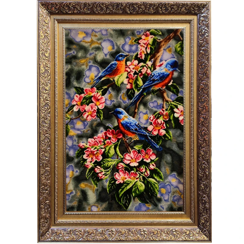 تابلو فرش دستبافت طرح پرنده بهاری مدل RAR102