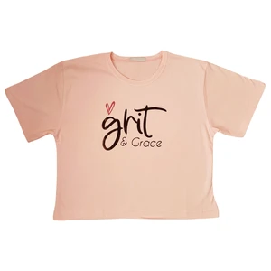 کراپ تاپ آستین کوتاه زنانه طرح GIRL رنگ صورتی