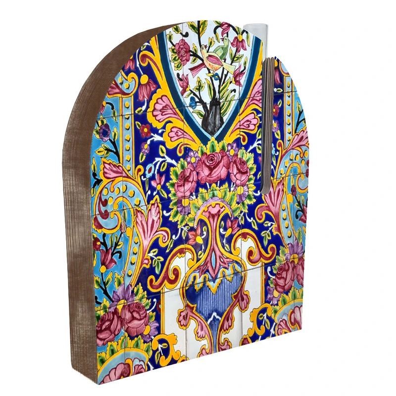 گلدان دکوری مدل سنتی دو رو طرح کاشی FPW033