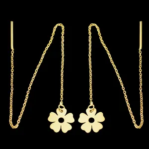 گوشواره طلا 18 عیار زنانه طلای مستجابی مدل بخیه ای گل  کد 670176