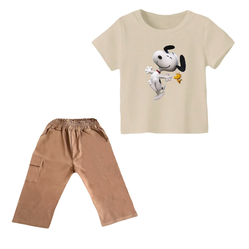 ست تی شرت و شلوارک پسرانه مدل اسنوپی کد ۶۱