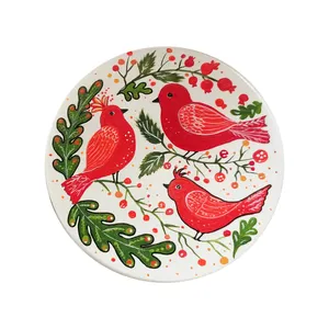 بشقاب دیوارکوب سفالی طرح پرنده کد D205