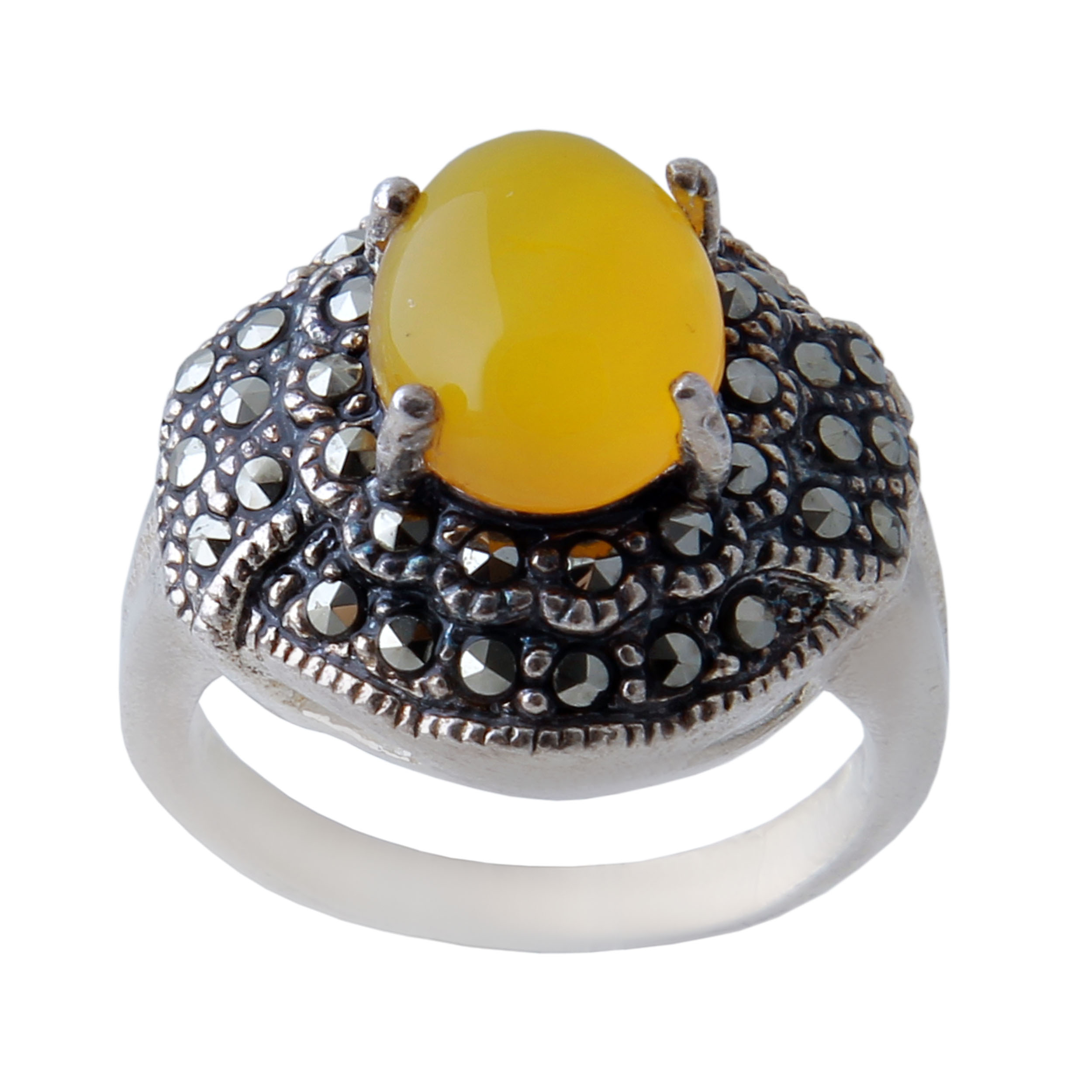 انگشتر نقره زنانه بازرگانی میلادی مدل عقیق شرف الشمس کد AW_306