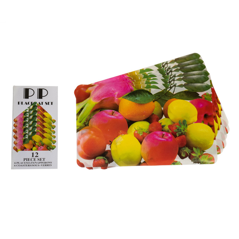 زیربشقابی مدل میوه ها کد 03 مجموعه 12 عددی