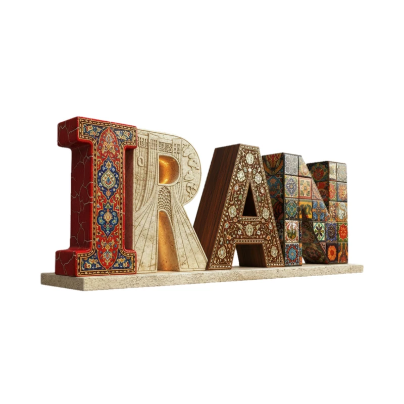 استیکر پارچه و لباس پاد آفرین مدل کلمه ایرانی فرش کد 4077