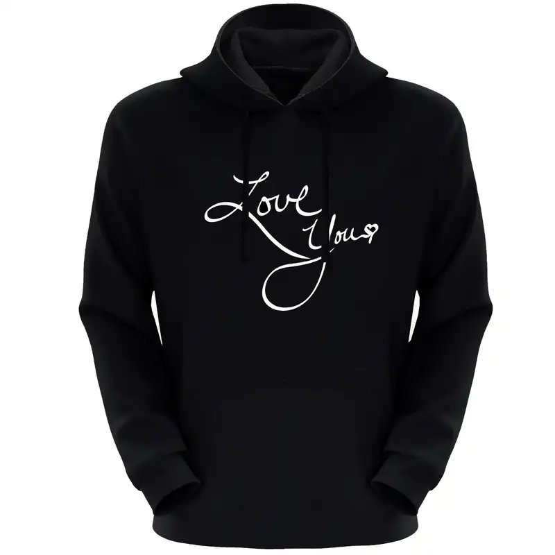 هودی زنانه مدل F371 ILOVEYOU رنگ مشکی