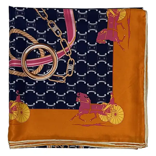 روسری زنانه مدل ابریشمی طرح اسب و ارابه کد QD2070