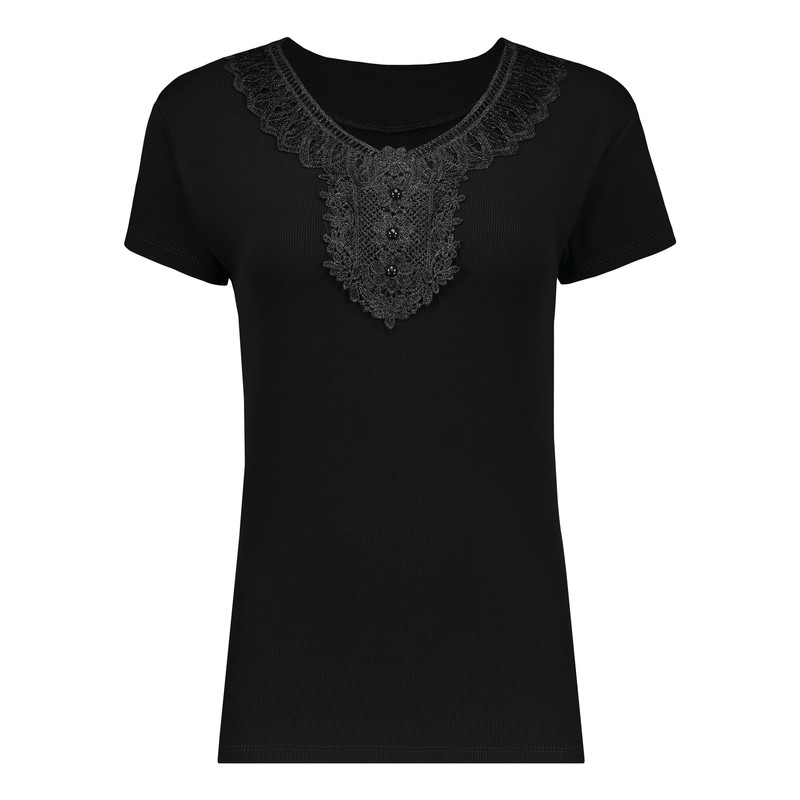 بلوز آستین کوتاه زنانه مدل جلو گیپوردار کد 110306/3