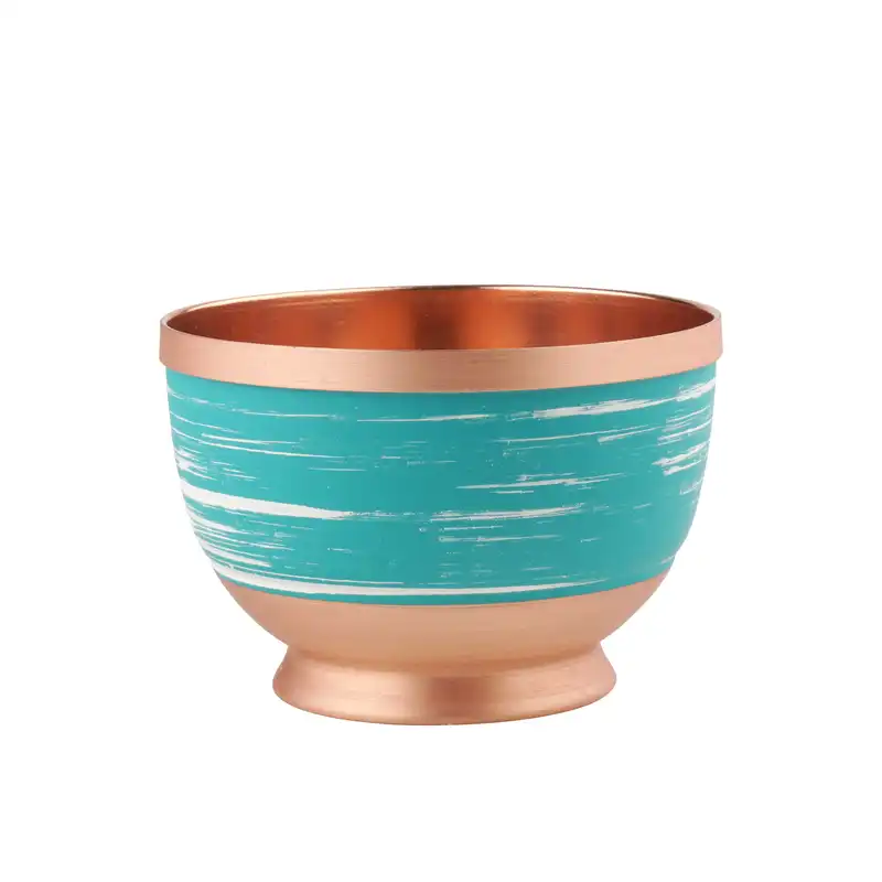 پیاله مسی مدل پایه دار طرح خطی کد 228