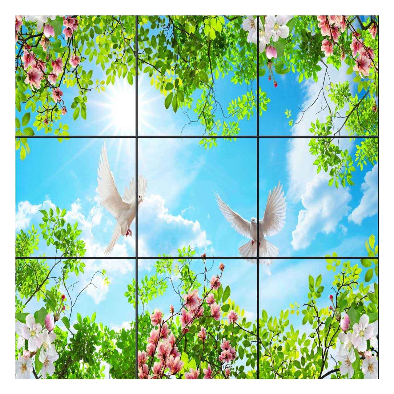 تایل سقفی آسمان مجازی طرح آفتاب درخشان کد 0200 سایز 60x60 سانتی متر مجموعه 9 عددی