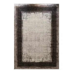 فرش ماشینی 320 شانه فرش ساوین زمینه نسکافه‌ای حاشیه شکلاتی مدل 4126