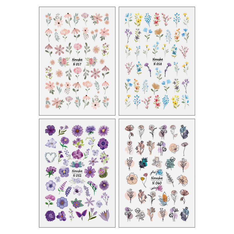 برچسب لنز ناخن مدل گل کد N017-18-52-60 مجموعه 4 عددی