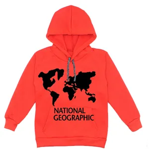 هودی پسرانه مدل نچرال جو گرافیک W35 رنگ قرمز  