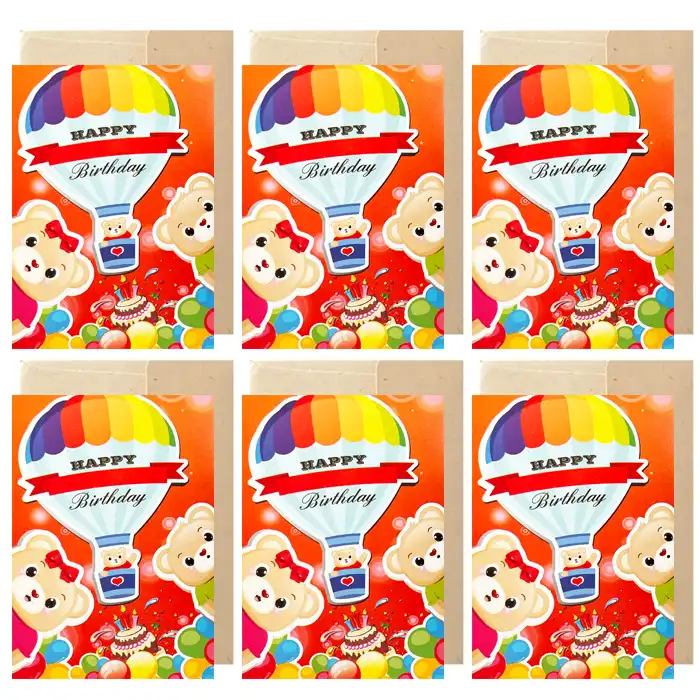 کارت دعوت مدل بالن خرسی بسته 6 عددی