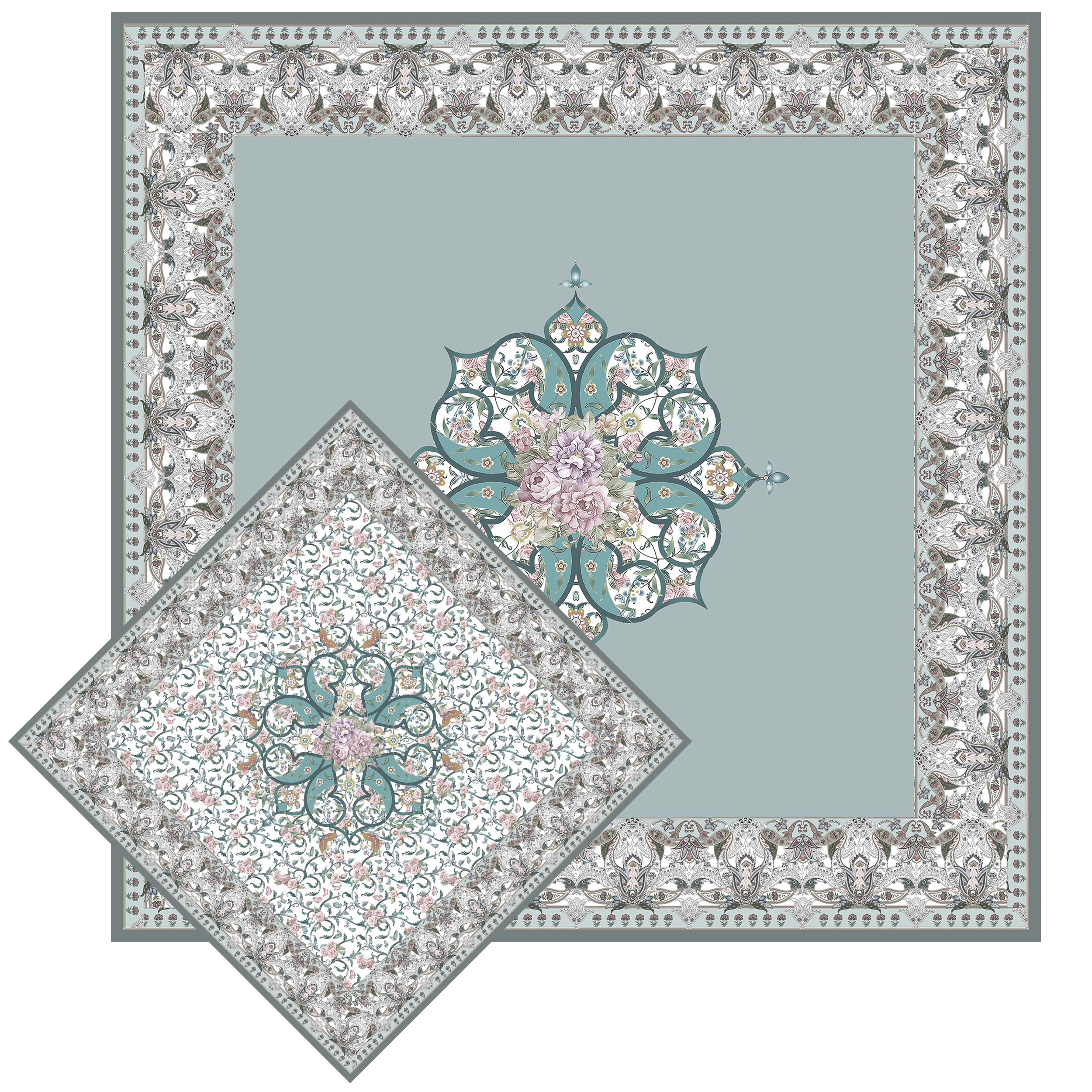 جانماز مدل گل و پروانه دورو طرح دار کد 9988.5