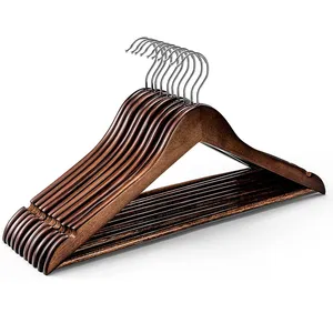 چوب لباسی مدل wooden_hanger_brn_10 بسته 10 عددی