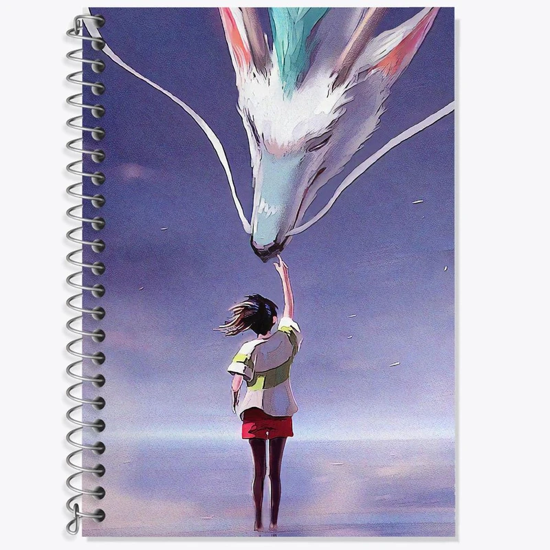 دفتر زبان 50 برگ خندالو مدل سه خط طرح هاکو و چیهیرو انیمه شهر اشباح Spirited Away کد 12098