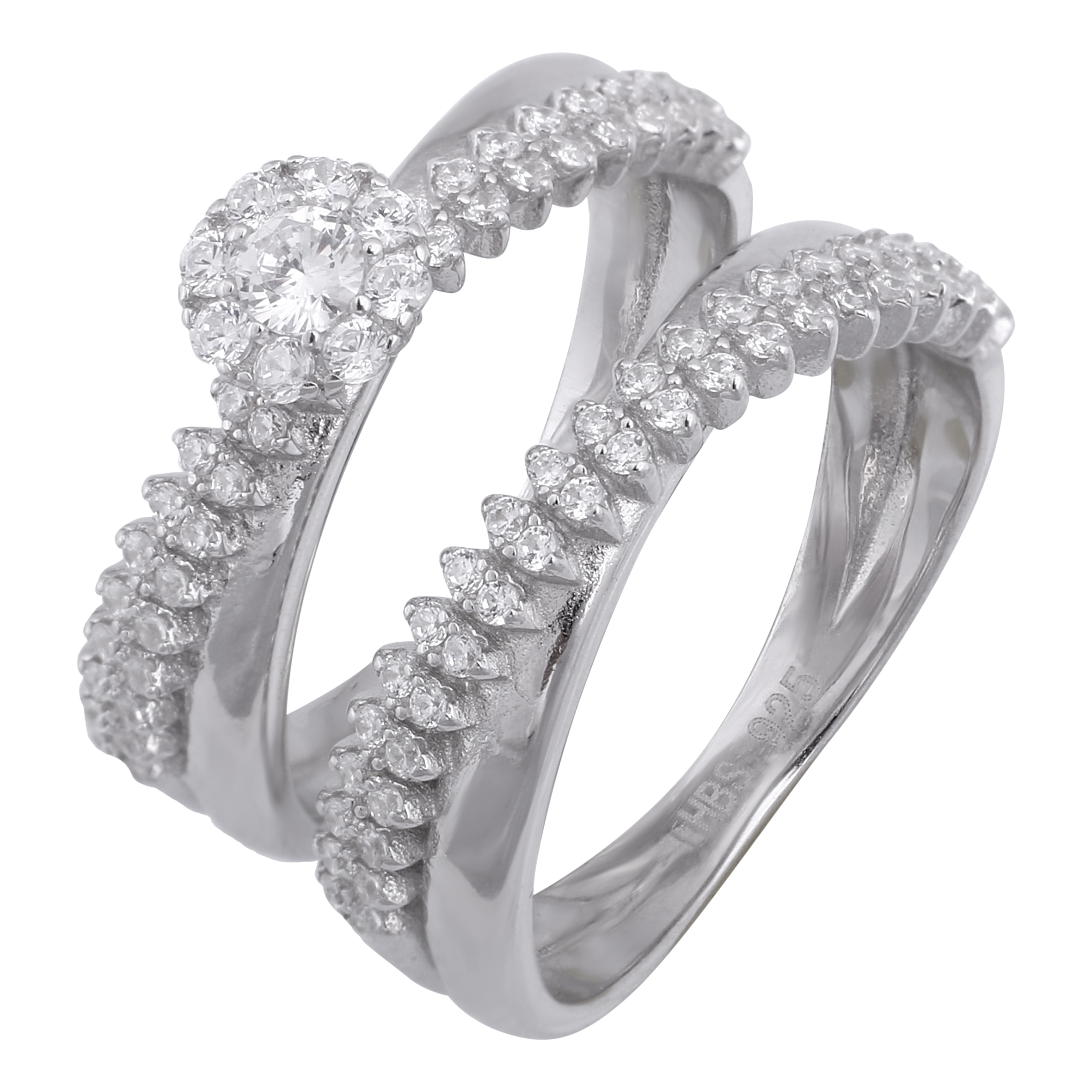 انگشتر نقره زنانه کد R3276 مجموعه دو عددی