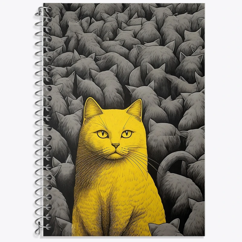 دفتر زبان 50 برگ خندالو مدل دو خط طرح گربه (Cat) کد F2891