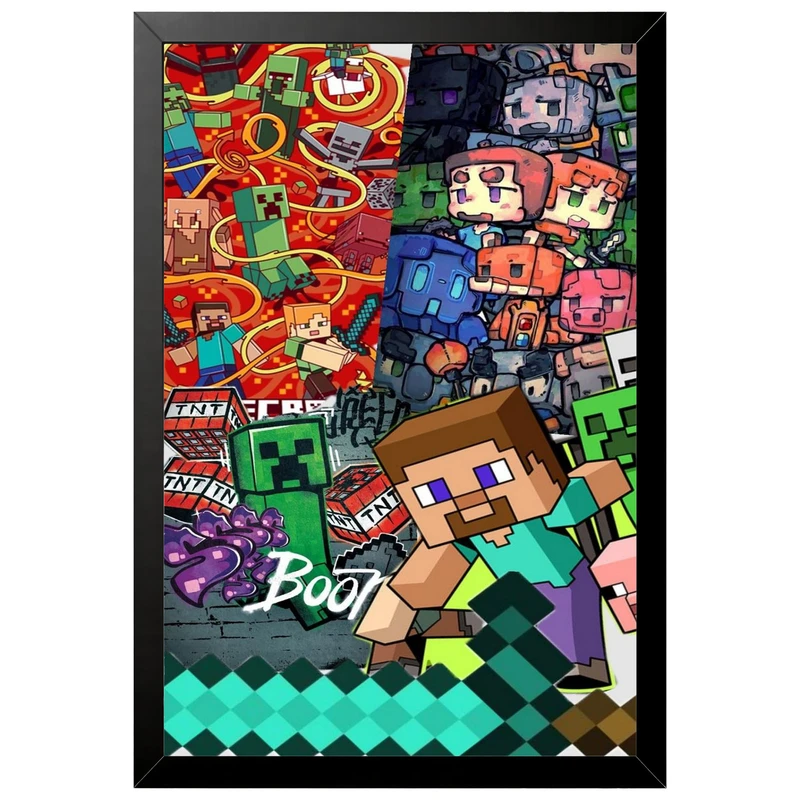 تابلو بکلیت طرح گیمینگ ماینکرفت Minecraft مدل B-po2300 فریم مشکی