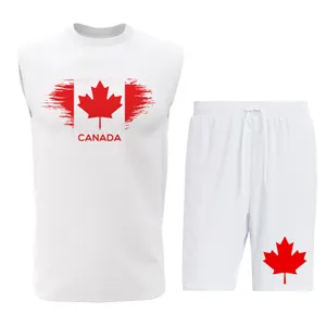 ست تاپ و شلوارک مردانه طرح پرچم کانادا مدل C075W