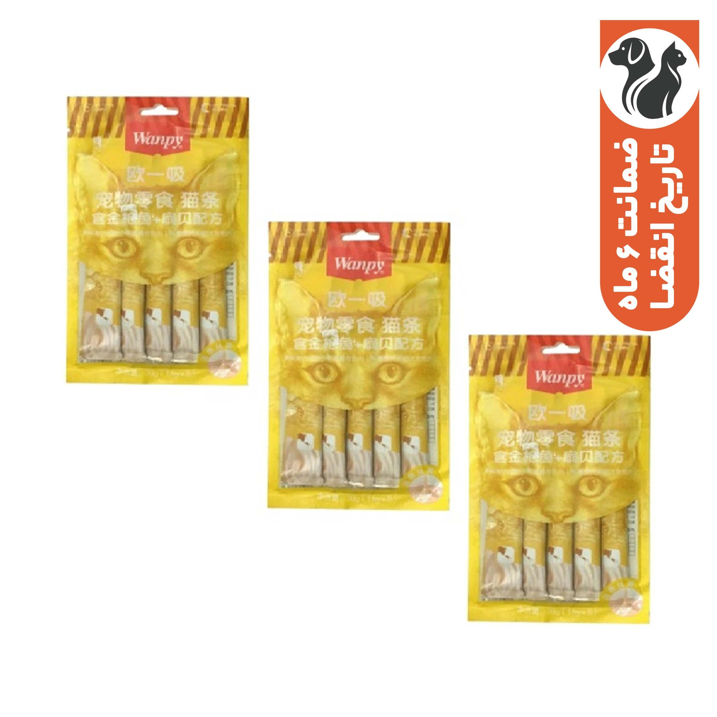 بستنی گربه ونپی مدل زرد مرغ وزن 70 گرم بسته 3 عددی