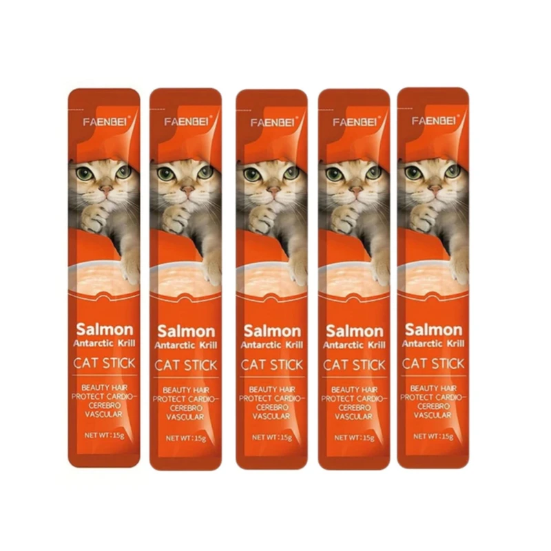 بستنی گربه فنبی مدل ماهی سالمون وزن 15 گرم بسته 5 عددی