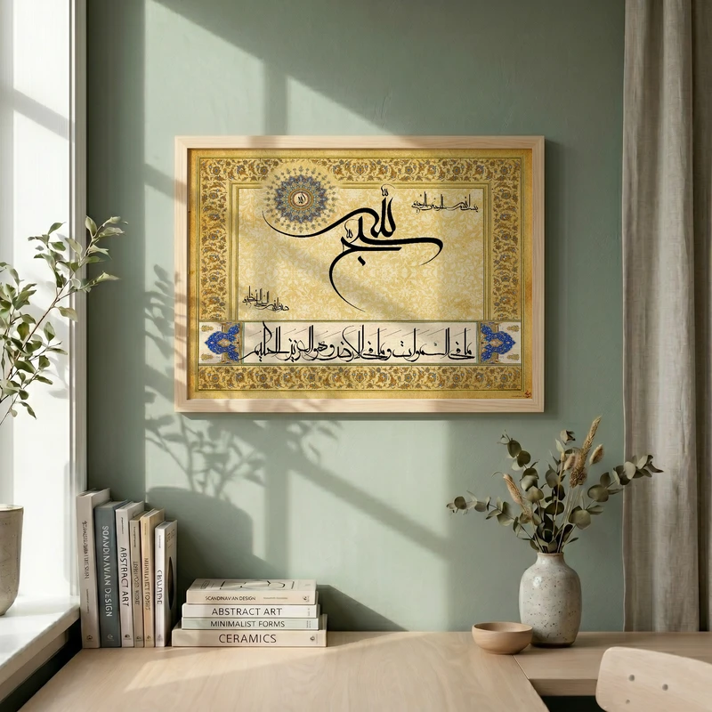 تابلو طرح سبح لله مدل G14240 فریم کرم روشن