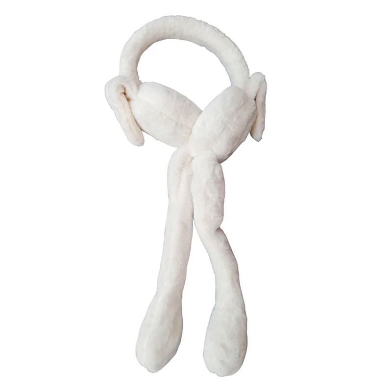 گوش گیر زمستانی دخترانه مدل پمپی رنگ سفید