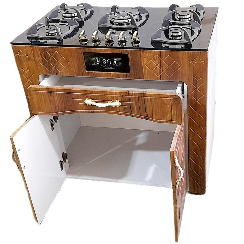 اجاق گاز 5 شعله هاکان مدل رو شیشه  فندک دار دو درب جا قاشوقی /PADISN/