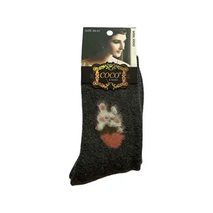 جوراب ساق بلند زنانه کوکو اند هانا مدل پشمی حوله ای