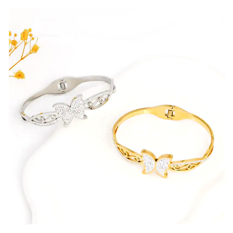 دستبند زنانه طرح پروانه مدل فنری کد 128g