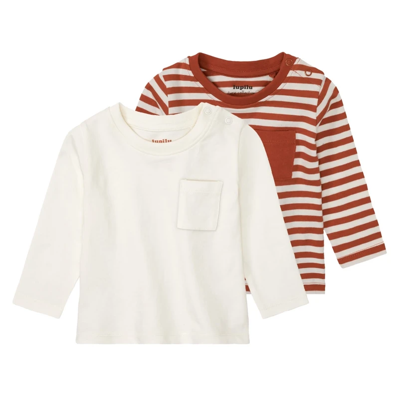 تی‌شرت آستین بلند پسرانه لوپیلو مدل راه راه مجموعه دو عددی