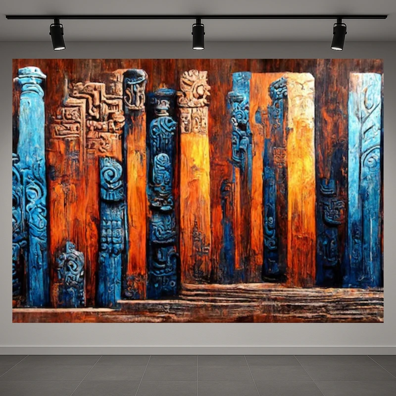 تابلو بوم طرح مخمل ستون های باستانی مدل رنگارنگ کد AR3059421