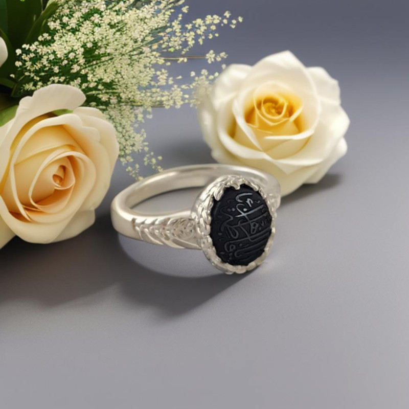 انگشتر نقره زنانه ملک زیور مدل حدید حکاکی ذکر یا فاطمه زهرا کد 51