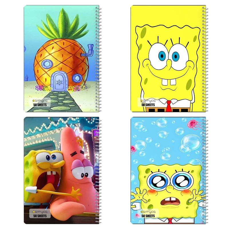 دفتر نقاشي 50 برگ کارنيکا طرح باب اسفنجی spong bob کد 74270 مجموعه 4 عددی