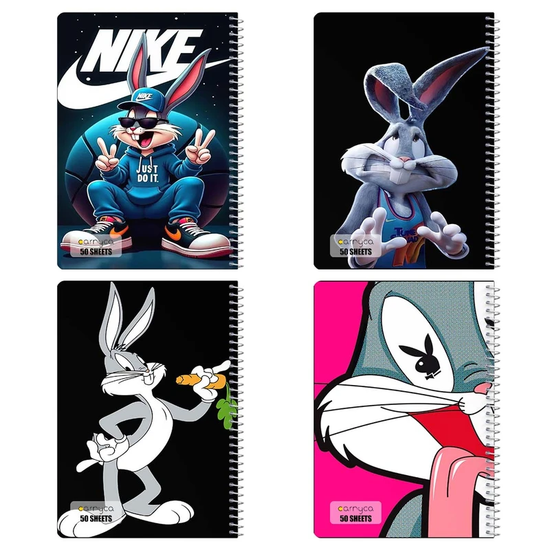 دفتر نقاشي 50 برگ کارنيکا طرح باگز بانی The Bugs Bunny کد 82680 مجموعه 4 عددی