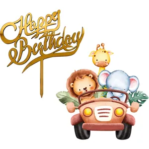 تاپر تزیین کیک مدل حیوانات سافاری  کد 2 مجموعه 2 عددی