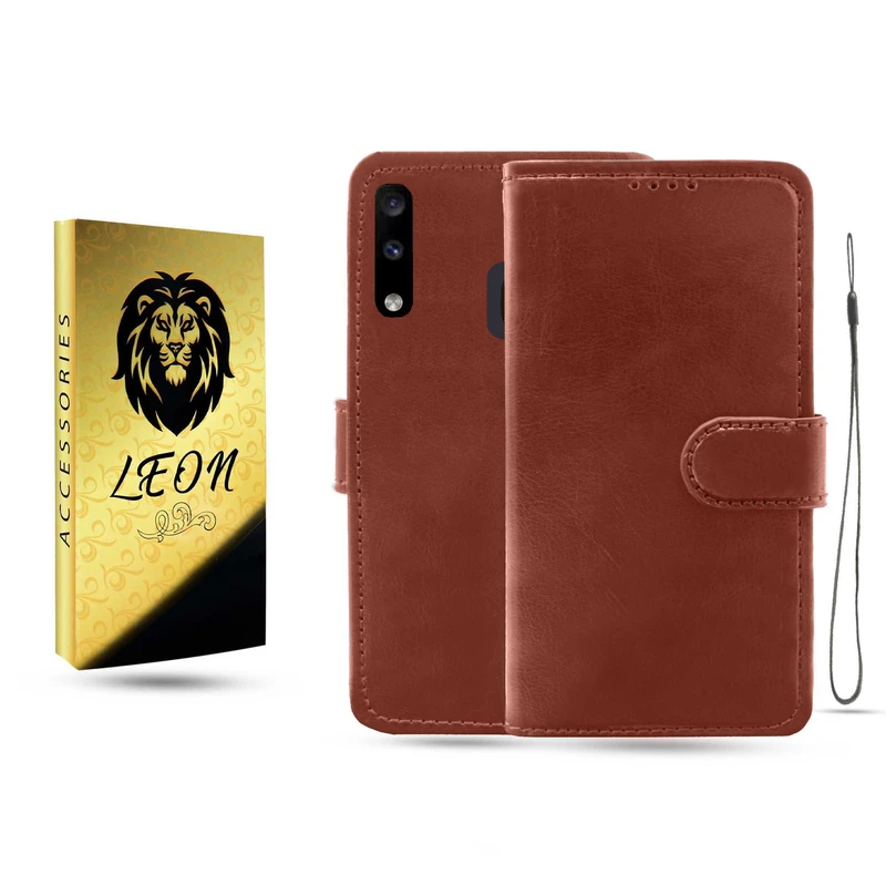 کیف کلاسوری لئون مدل Kif1_Oro مناسب برای گوشی موبایل سامسونگ Galaxy A20 به همراه بند آویز