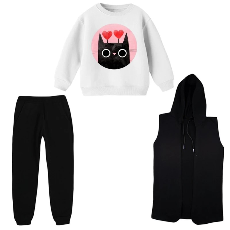 ست 3 تکه لباس راحتی بچگانه مدل گربه کد 8